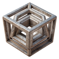 magnificent classic Abstract Wireframe Cube Rotating Isolated on Transparent Background genuine png