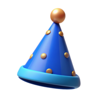 dramatic minimalist Blue Birthday Party Hat Cutout with Pompom Transparent Background high resolution png