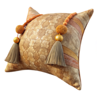 wonderful rustic Boho Chic Throw Pillow with Tassels Isolated Element professional png