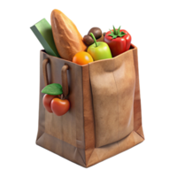 serene minimalist Brown Paper Bag with Groceries Transparent Background authentic png