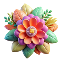 elegant artistic Colorful Floral Design Isolated with Botanical Elements authentic png