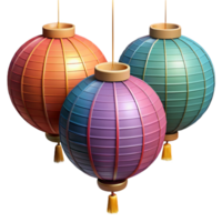 elegant vintage Colorful Paper Lanterns String Transparent Background high resolution png