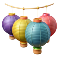 extraordinary traditional Colorful Paper Lanterns String Transparent Background authentic png