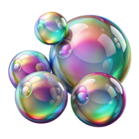impressive modern Colorful Soap Bubbles with Iridescent Colors Transparent Background professional png