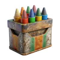 elegant abstract Crayon Box with Colorful Crayons Front View Isolated high quality png