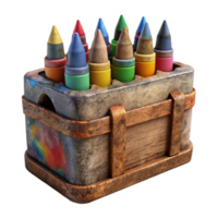 elegant modern Crayon Box with Colorful Crayons Front View Isolated authentic png