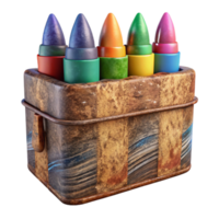 magnificent abstract Crayon Box with Colorful Crayons Front View Isolated high resolution png