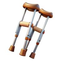 serene traditional Crutches Pair Isolated on Transparent Background with Rubber Tips high quality png