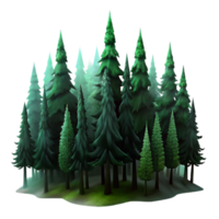 serene modern Dark Green Forest Silhouette Transparent Background Isolated high quality png