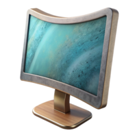 stunning abstract Desktop Computer with Curved Monitor Transparent Background detailed png