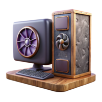 impressive modern Desktop Computer with Powerful Graphics Card Isolated high resolution png
