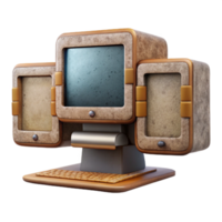 beautiful classic Desktop Computer with Multiple Monitors Cutout authentic png