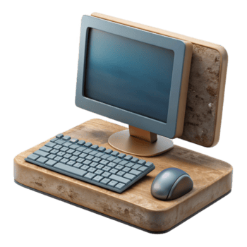 beautiful rustic Desktop Computer with Keyboard and Mouse Transparent Background exclusive png