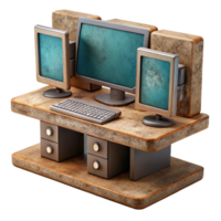 stunning artistic Desktop Computer with Multiple Monitors Cutout authentic png