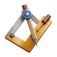 stunning minimalist Engineering Tools Ruler and Compass Isolated Element professional png