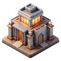 wonderful artistic Futuristic Building Isometric View Transparent Background high resolution png
