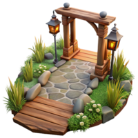 magnificent rustic Garden Path Isolated on Transparent Background premium png