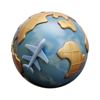 stunning artistic Globe with Airplane Icon Transparent Background premium png
