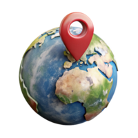beautiful minimalist Globe with Location Pin Transparent Background high quality png