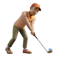 vibrant rustic Golfer Putting Green Side Angle Isolated 4K png