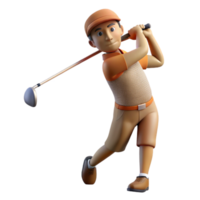 impressive minimalist Golfer Teeing Off Side View Transparent Background original png