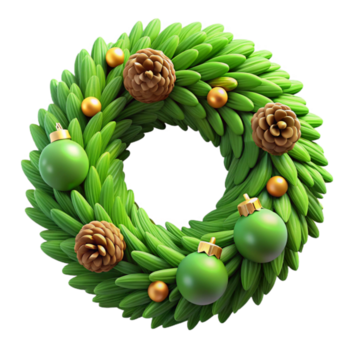 deslumbrante abstrato verde Natal guirlanda isolado com pinho cones 4k png