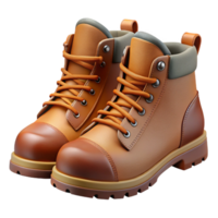 beautiful classic Hiking Boots Side View Brown Leather Transparent Background authentic png