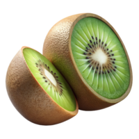 dramatic rustic Kiwi Fruit Sliced Cross Section Transparent Background authentic png