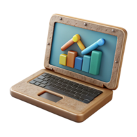 vibrant abstract Laptop with Business Graph on Screen Cutout Element high quality png