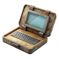 impressive rustic Laptop with Open Lid Showing Website Isolated professional png