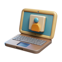 serene rustic Laptop with Conference on Screen Isolated Element premium png