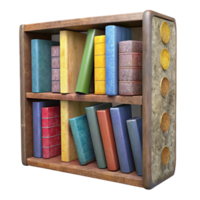 magnífico abstrato biblioteca estante de livros com colorida livros Cortar fora autêntico png