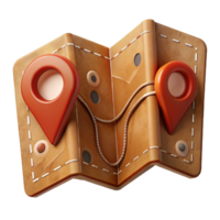 vibrant artistic Map with Marked Route Folded Transparent Background high quality png