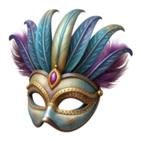 magnificent classic Mardi Gras Mask Feathered and Glittered Isolated high resolution png