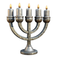 elegant artistic Menorah with Candles Silver Isolated authentic png