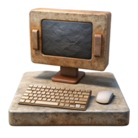 stunning vintage Modern Desktop Computer Front View with Keyboard Isolated premium png