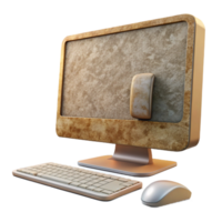 impressive abstract Modern Desktop Computer Front View with Mouse Isolated original png