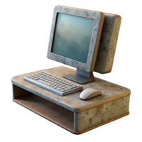 dramatic traditional Modern Desktop Computer Side View with Keyboard Isolated high resolution png
