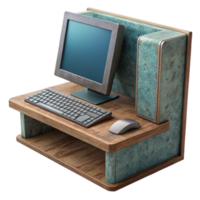 extraordinary creative Modern Desktop Computer Side View with Keyboard Isolated professional png