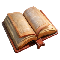 stunning creative Open Book with Ancient Script Isolated on Transparent Background 4K png