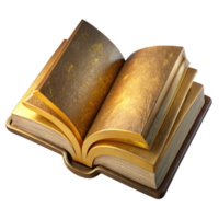 vibrant abstract Open Book with Gold Lettering Isolated on Transparent Background high resolution png
