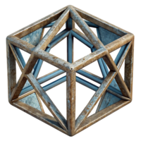 beautiful abstract Polygonal Wireframe Cube Cutout with Geometric Structure detailed png
