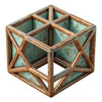 magnificent abstract Polygonal Wireframe Cube Cutout with Geometric Structure original png