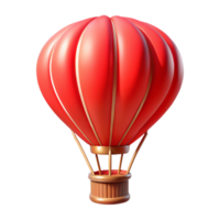 beautiful abstract Red Hot Air Balloon with Basket Transparent Background exclusive png