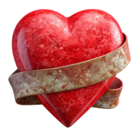 beautiful artistic Red Heart Shape with Ribbon Cutout high resolution png