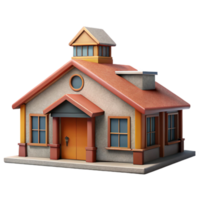 elegant modern School Building Front View Isolated detailed png