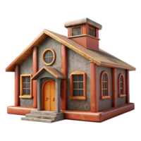 serene abstract School Building with Bus Front View Cutout Transparent Background authentic png