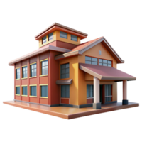 dramatic modern School Building with Modern Architecture Isolated with Side Angle high resolution png