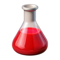 dramatic artistic Science Beaker with Red Liquid Cutout with Realistic Reflection authentic png