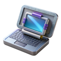 elegant rustic Silver Laptop with Open Lid and Code on Screen professional png